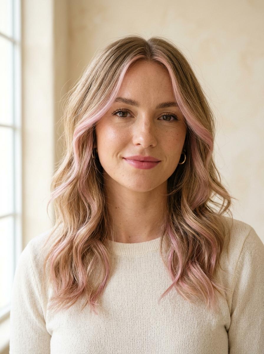 Soft Pastellrosa Akzente - Haarfarben Idee